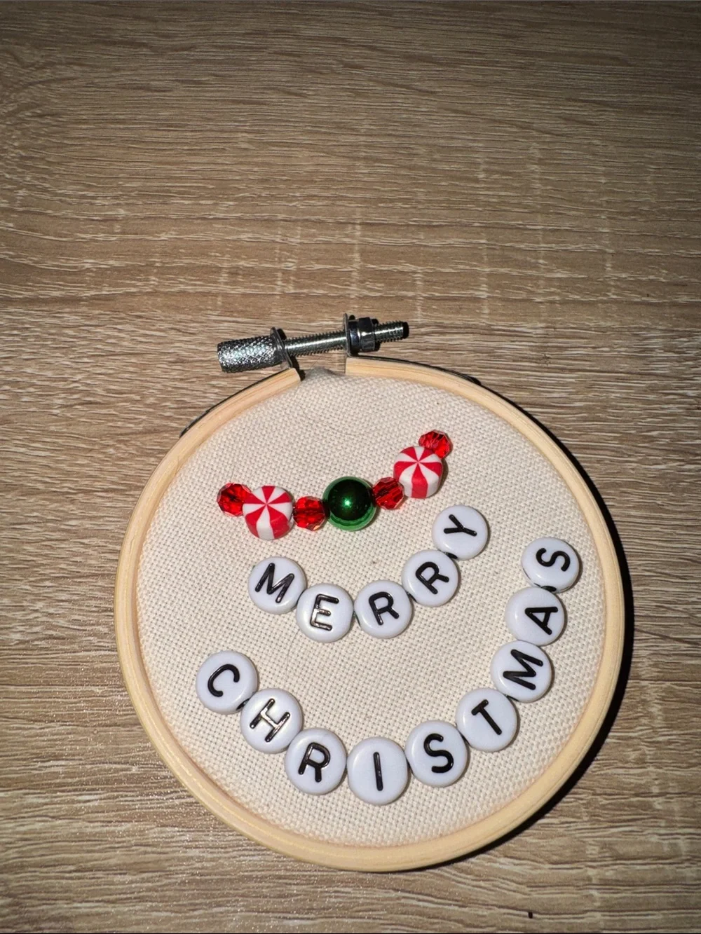 Merry Christmas Embroidery Hoop Holiday Wall Decor Red Green new
